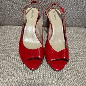 Ellen Tracy Vivian Red Patent Slingback Heels